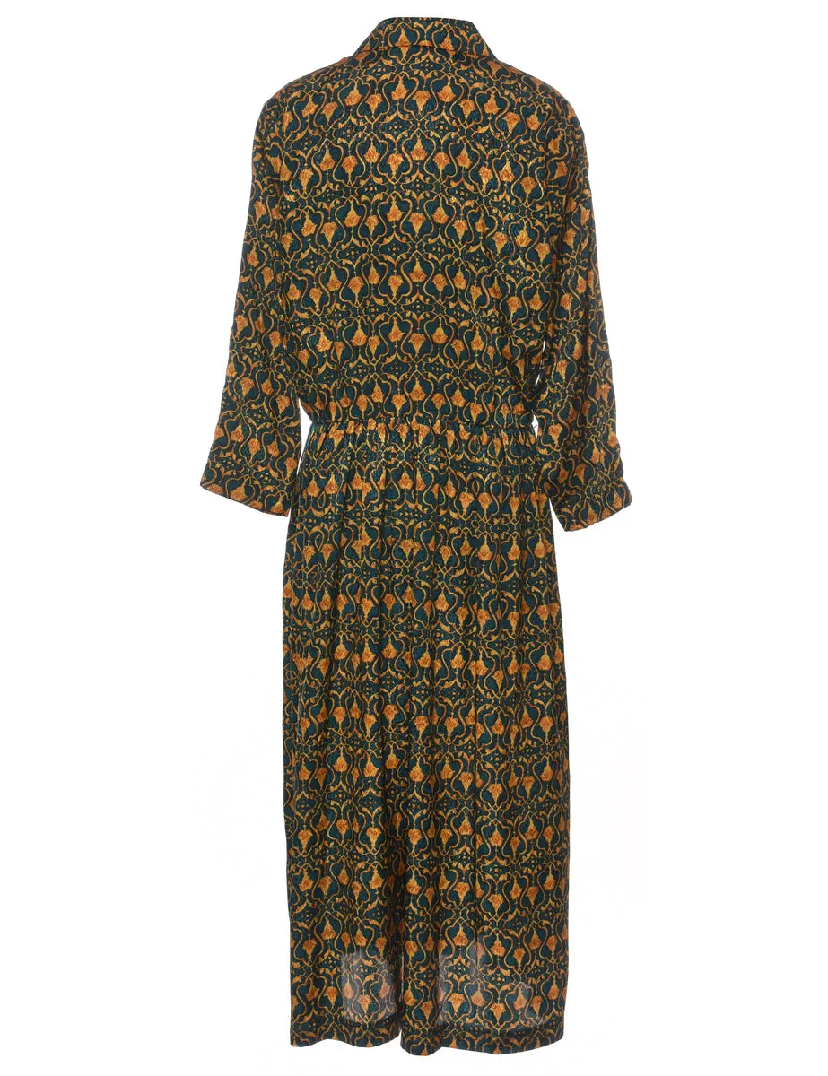 Floral Print Shirt Dress - L