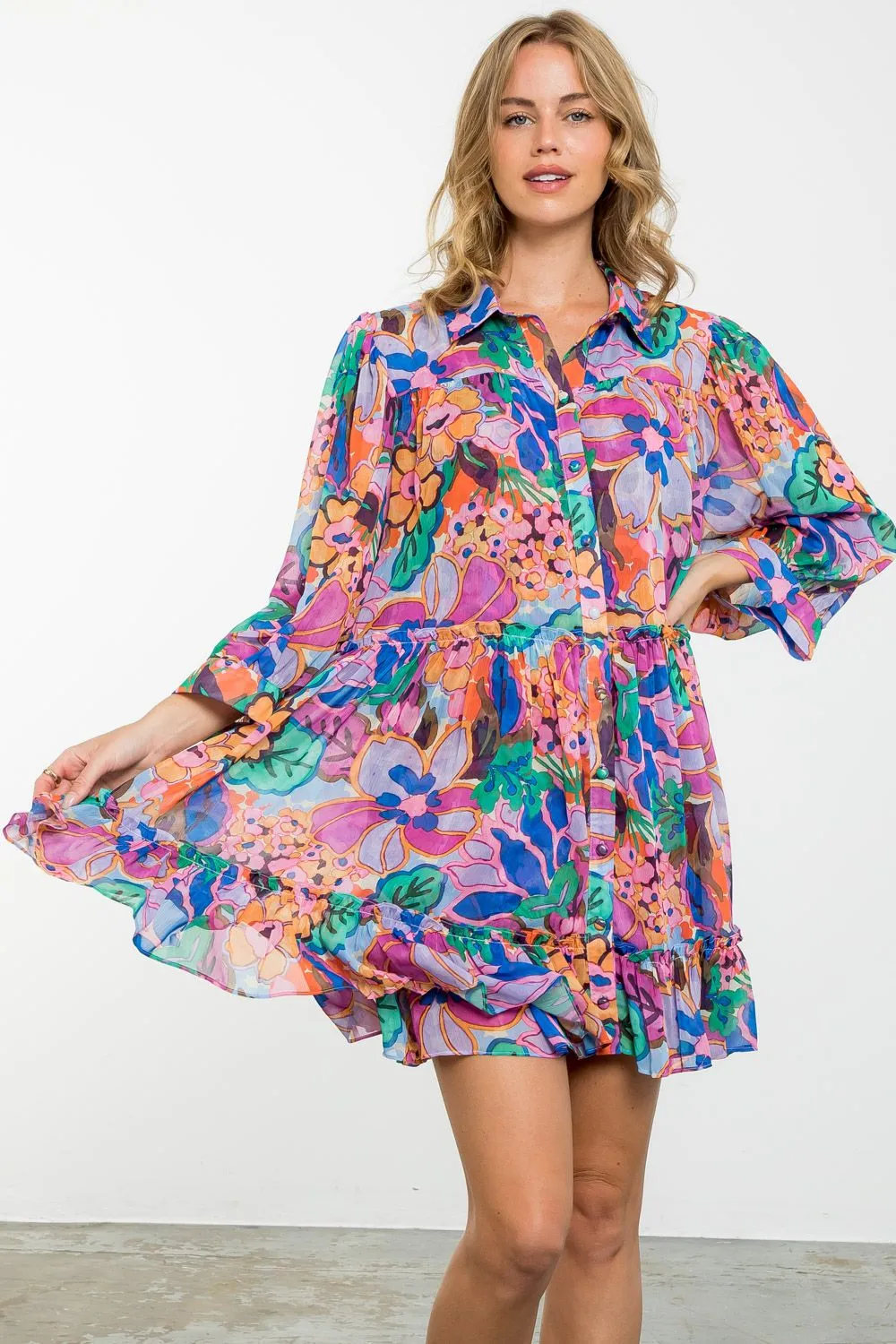 Flow is Flow Printed Dress-THML