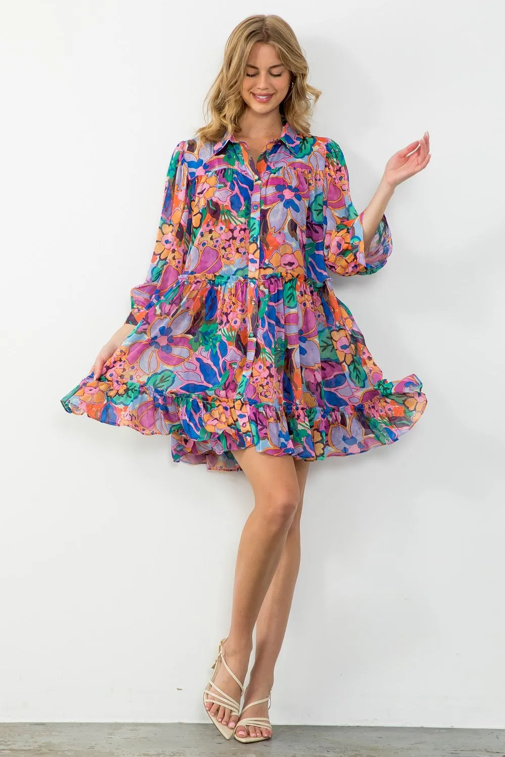 Flow is Flow Printed Dress-THML