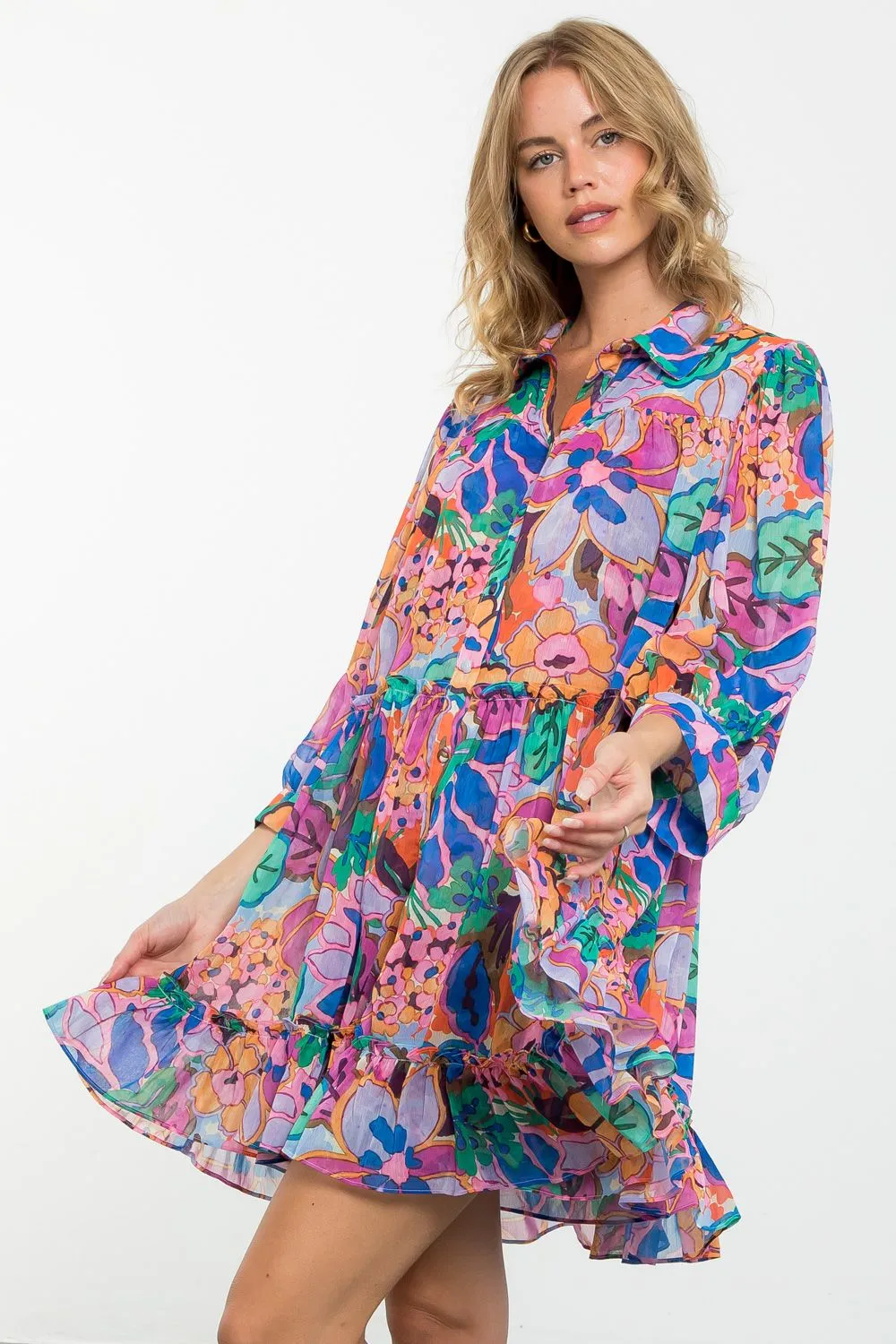Flow is Flow Printed Dress-THML