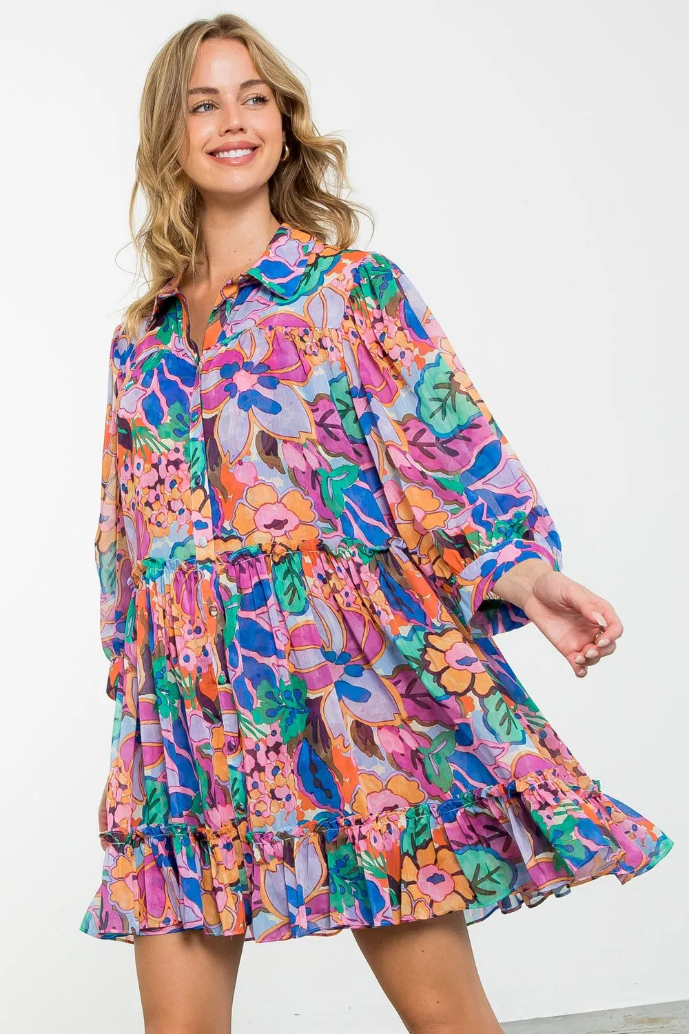 Flow is Flow Printed Dress-THML