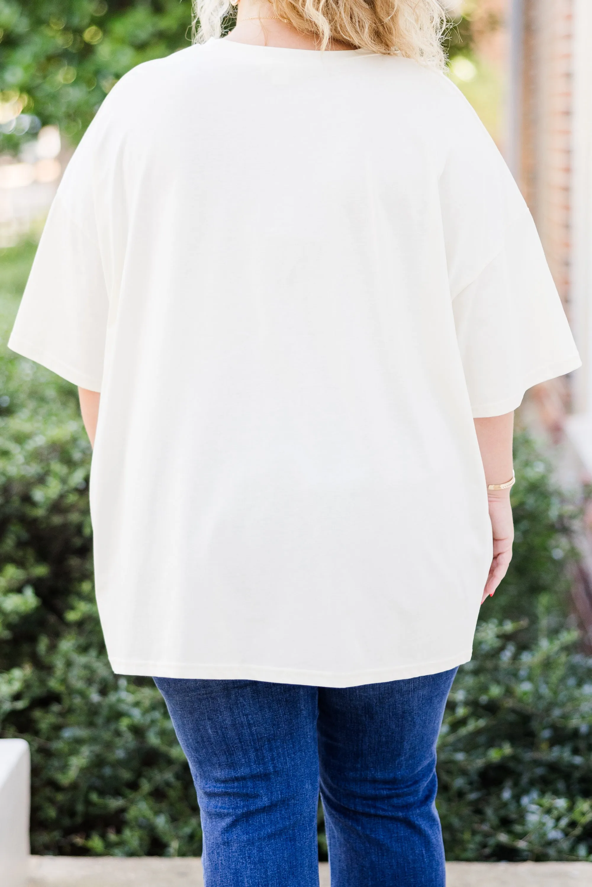Footballs & Bows Boyfriend Tee, Ivory