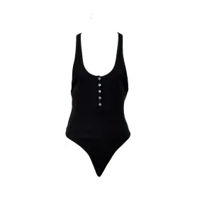 Free People Women's Hooked On You Sleeveless Bodysuit Black Size Medium