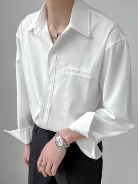 Gbolsos2022 Men's Loose Long Sleeved Solid Color Shirts Fashion Business Casual Lapel Collar Casual White/black Color Shirts M-2XL