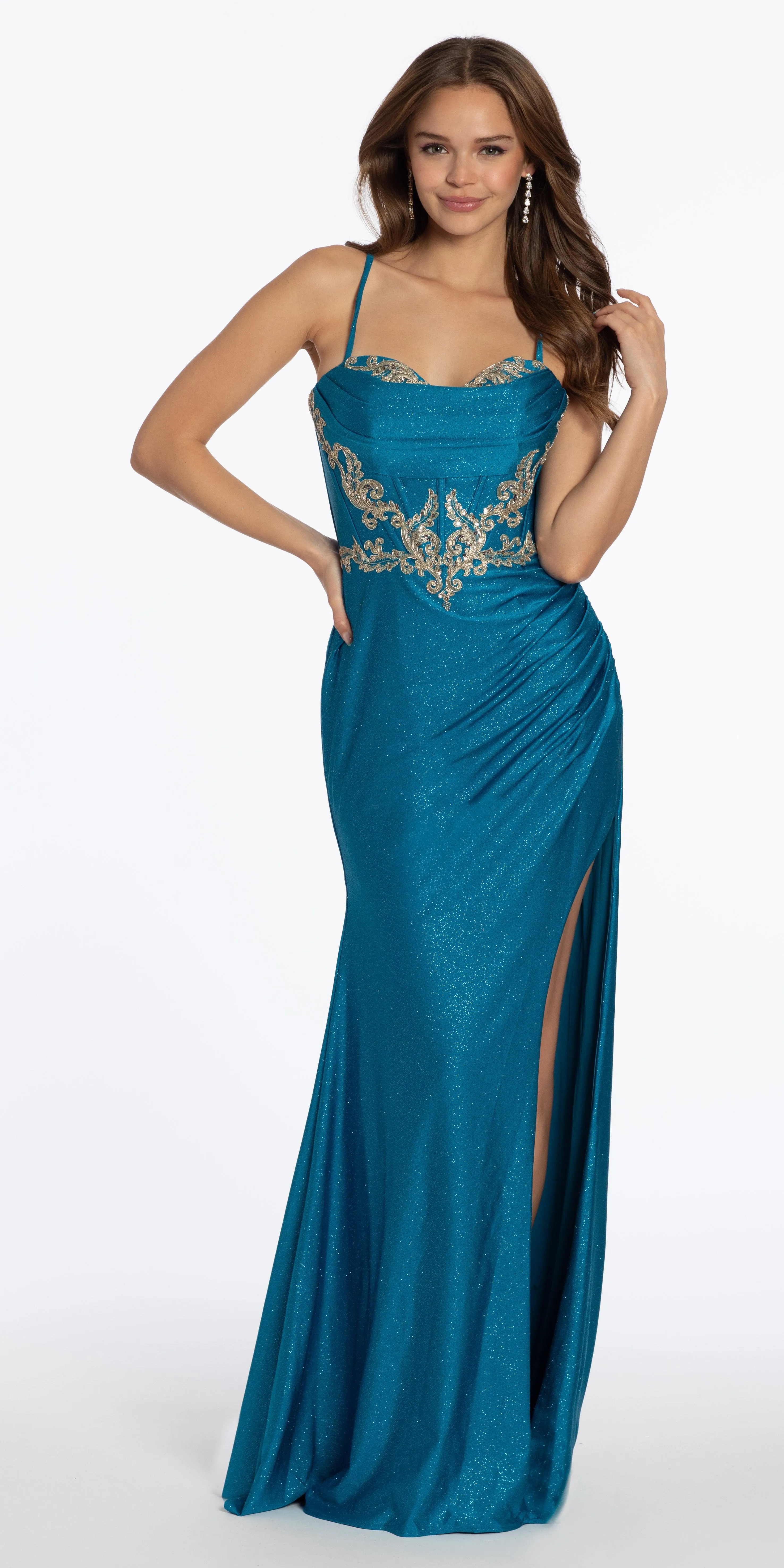 Glitter Knit Lace Up Back Dress with Side Slit