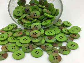 Green Designer 4 Hole Wooden Buttons