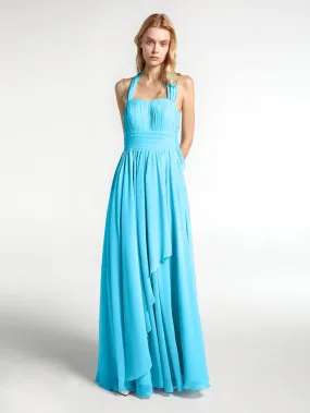 Halter Chiffon Dresses with Cascade Skirt Clearance