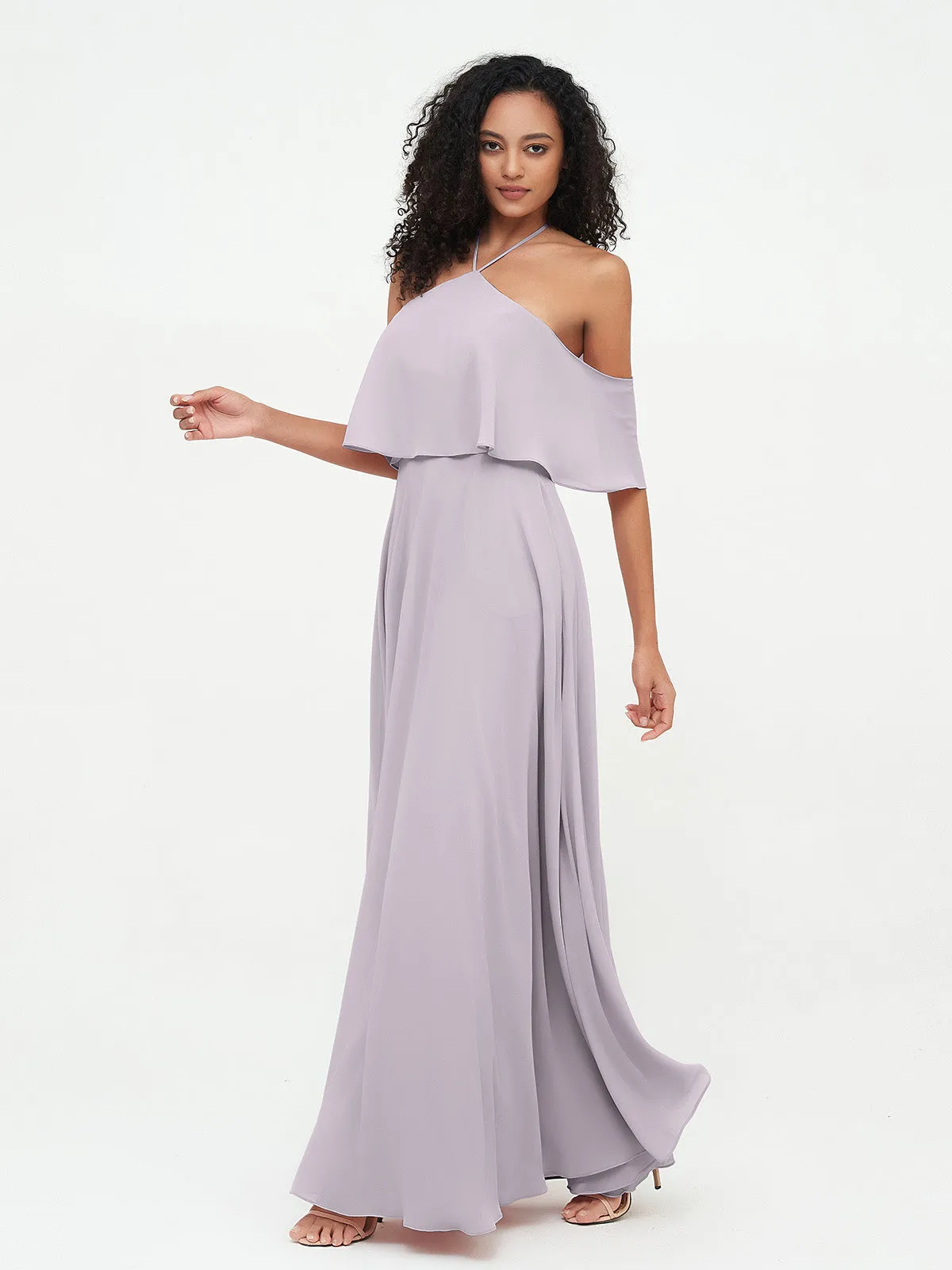 Halter Off the Shoulder Max Dresses with Pockets-Dusk