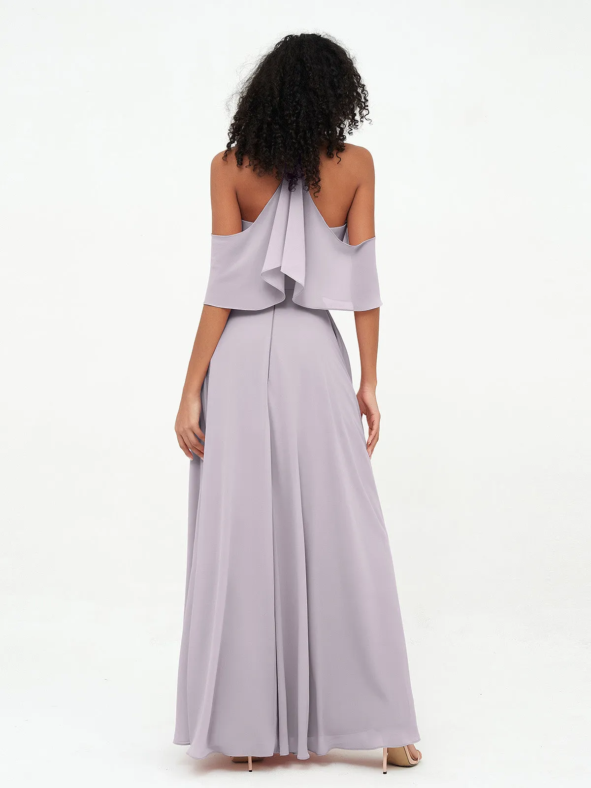Halter Off the Shoulder Max Dresses with Pockets-Dusk