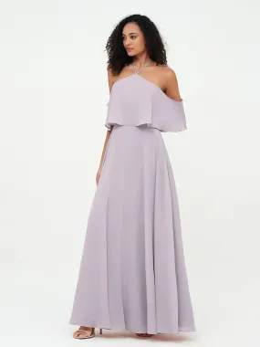 Halter Off the Shoulder Max Dresses with Pockets-Dusk