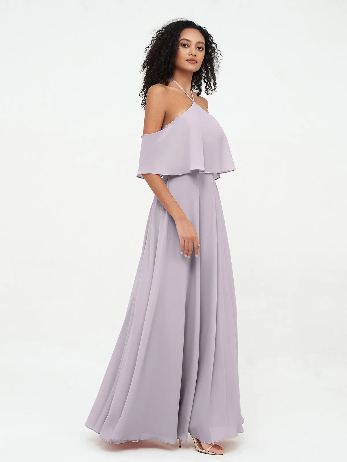 Halter Off the Shoulder Max Dresses with Pockets-Dusk
