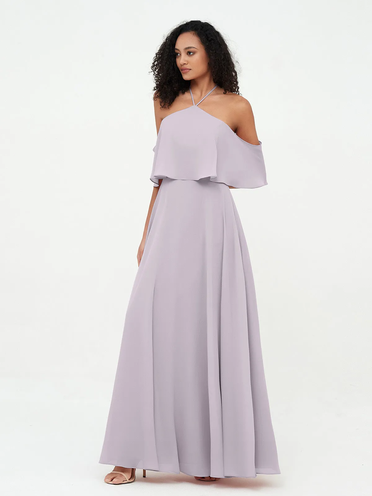 Halter Off the Shoulder Max Dresses with Pockets-Dusk