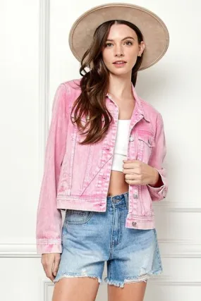 Hazel Blues® |  Veveret Button Up Cropped Denim Jacket