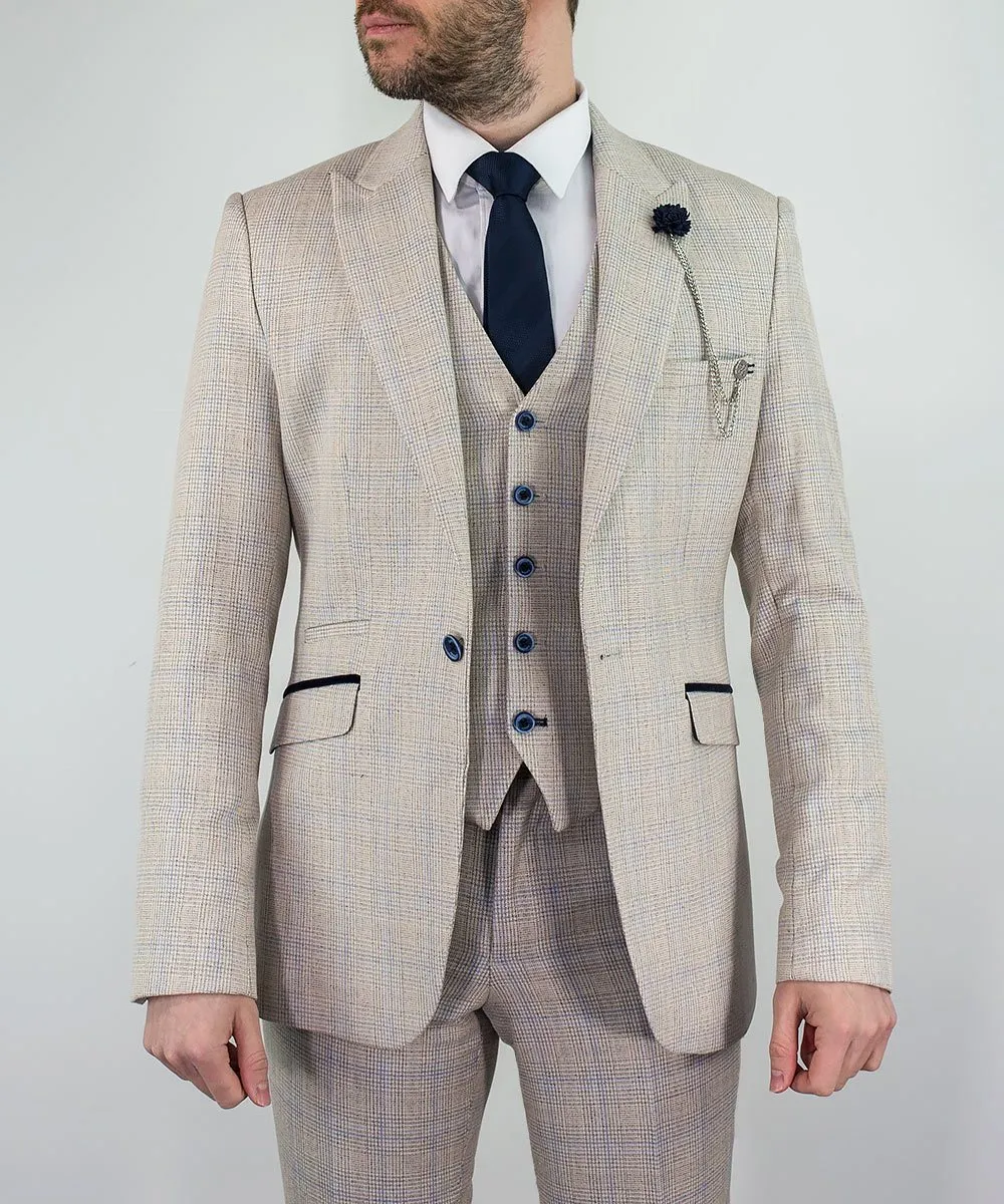 House of Cavani Caridi Slim Fit Blazer In Beige
