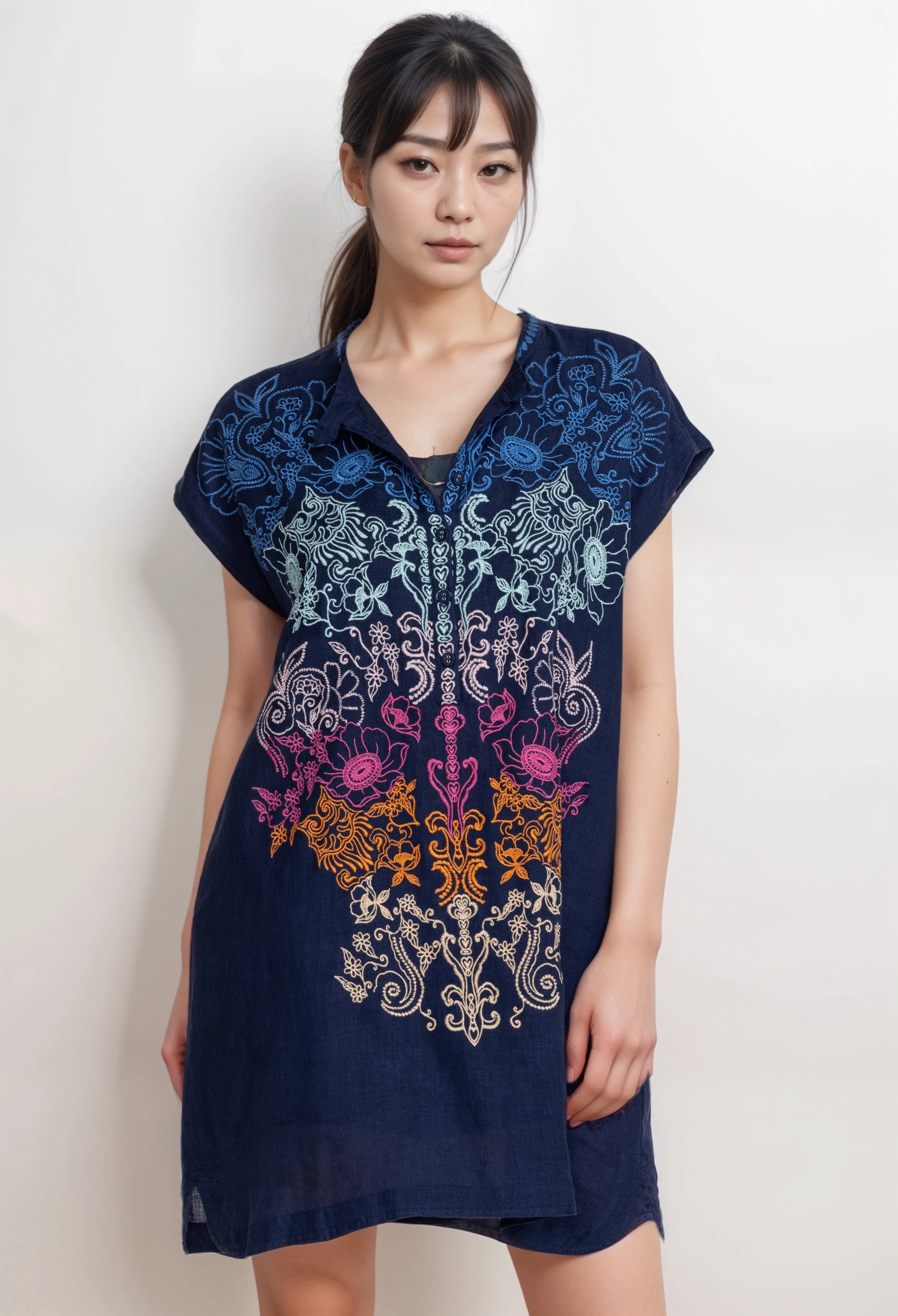 Johnny Was Biya Blue Night Mishti Dress B31124 Boho Chic