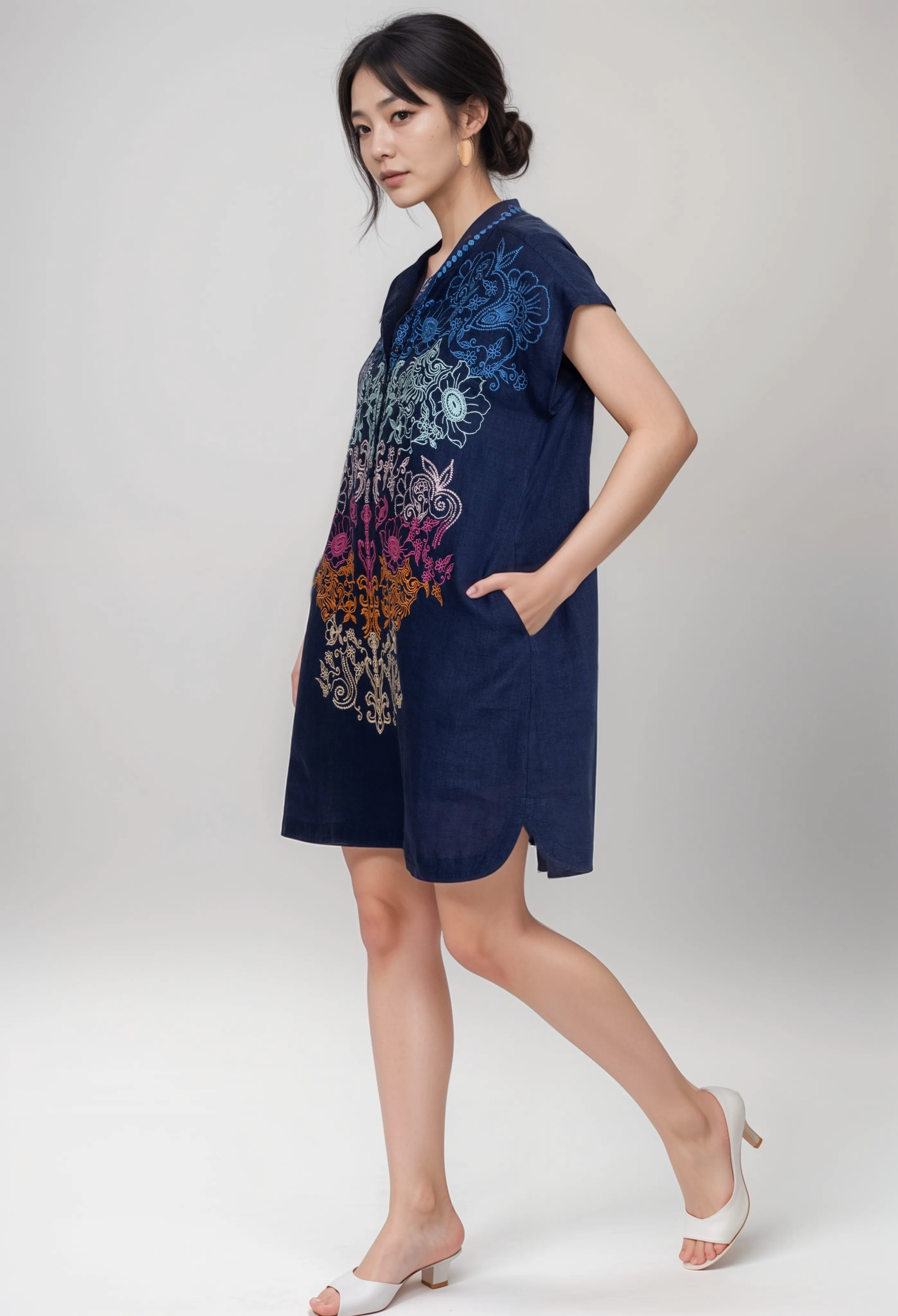 Johnny Was Biya Blue Night Mishti Dress B31124 Boho Chic