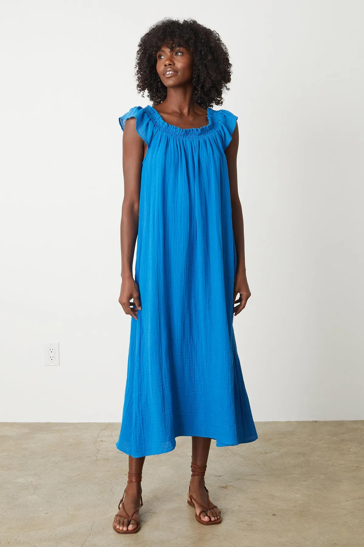 JUSTINE COTTON GAUZE MIDI DRESS