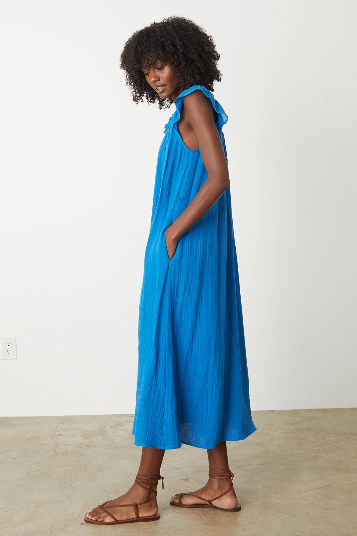 JUSTINE COTTON GAUZE MIDI DRESS