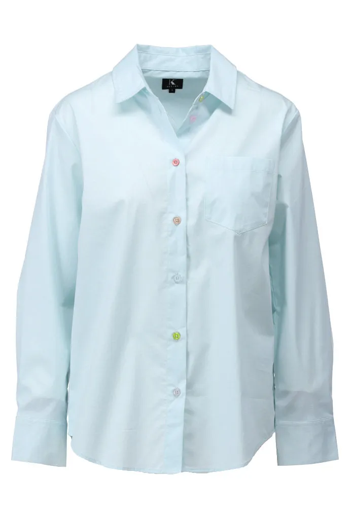 K-design - Blouse met gekleurde knopen (A754Wan blue)