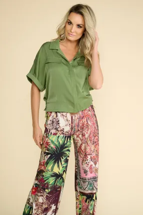 K-design - Blouse met zakken (A678Green eyes)