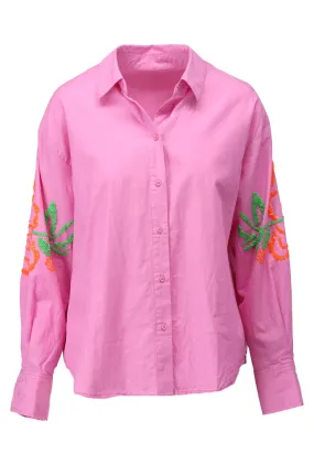 K-design - Oversized blouse met rozen (A750Fuchsia pink)