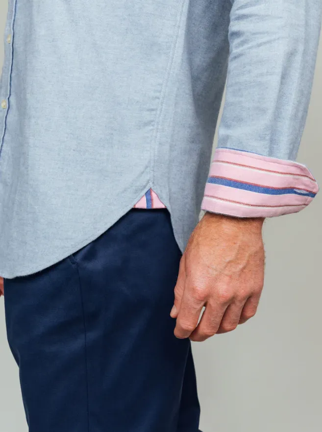 KOY CLOTHING<BR>
Cotton Cashmere Long Sleeve Shirt<BR>
Light Blue<BR>