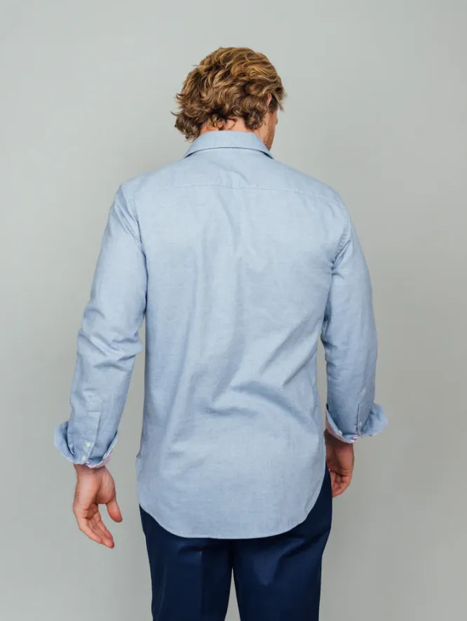 KOY CLOTHING<BR>
Cotton Cashmere Long Sleeve Shirt<BR>
Light Blue<BR>