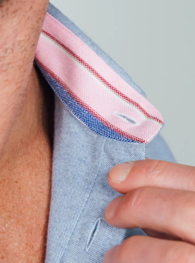 KOY CLOTHING<BR>
Cotton Cashmere Long Sleeve Shirt<BR>
Light Blue<BR>