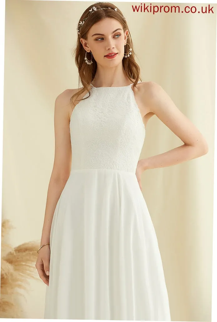 Lace A-Line Dress Floor-Length Chiffon Wedding Ainsley Wedding Dresses