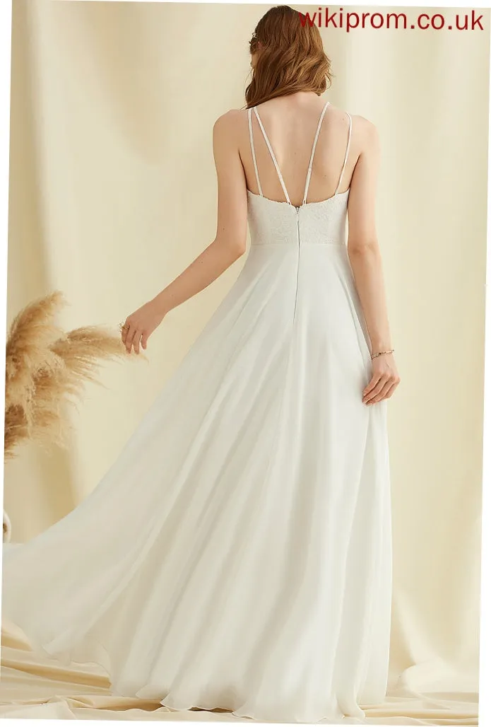 Lace A-Line Dress Floor-Length Chiffon Wedding Ainsley Wedding Dresses