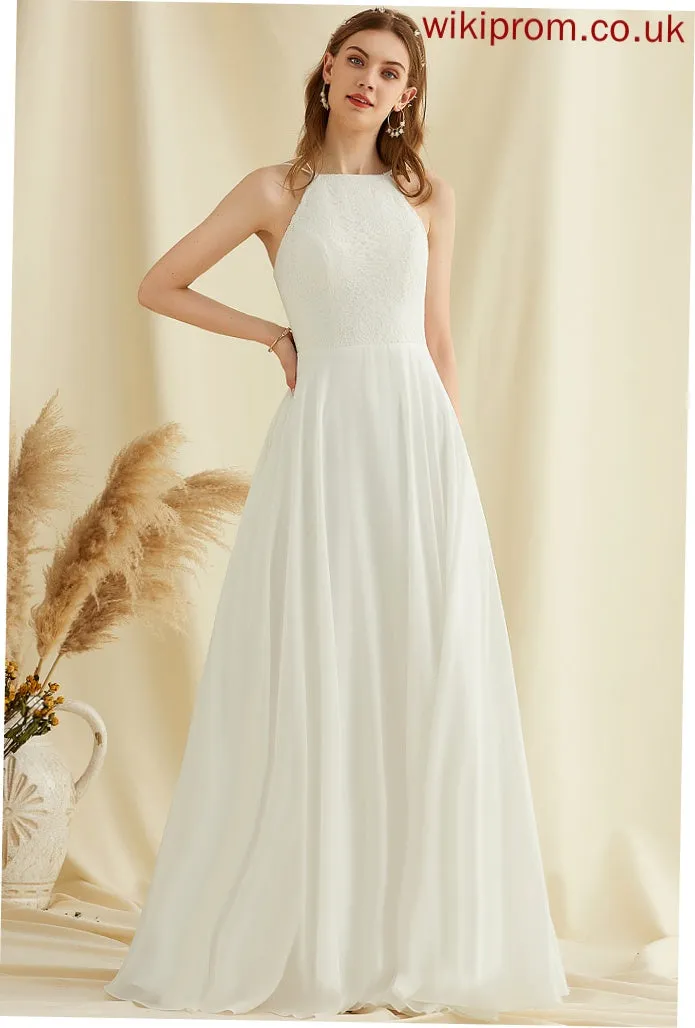 Lace A-Line Dress Floor-Length Chiffon Wedding Ainsley Wedding Dresses