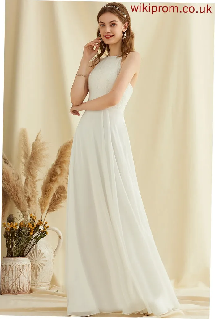 Lace A-Line Dress Floor-Length Chiffon Wedding Ainsley Wedding Dresses