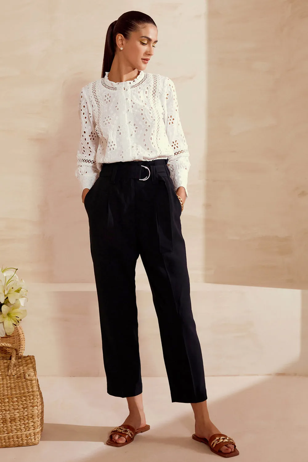 Lace Trimmed Broderie Blouse