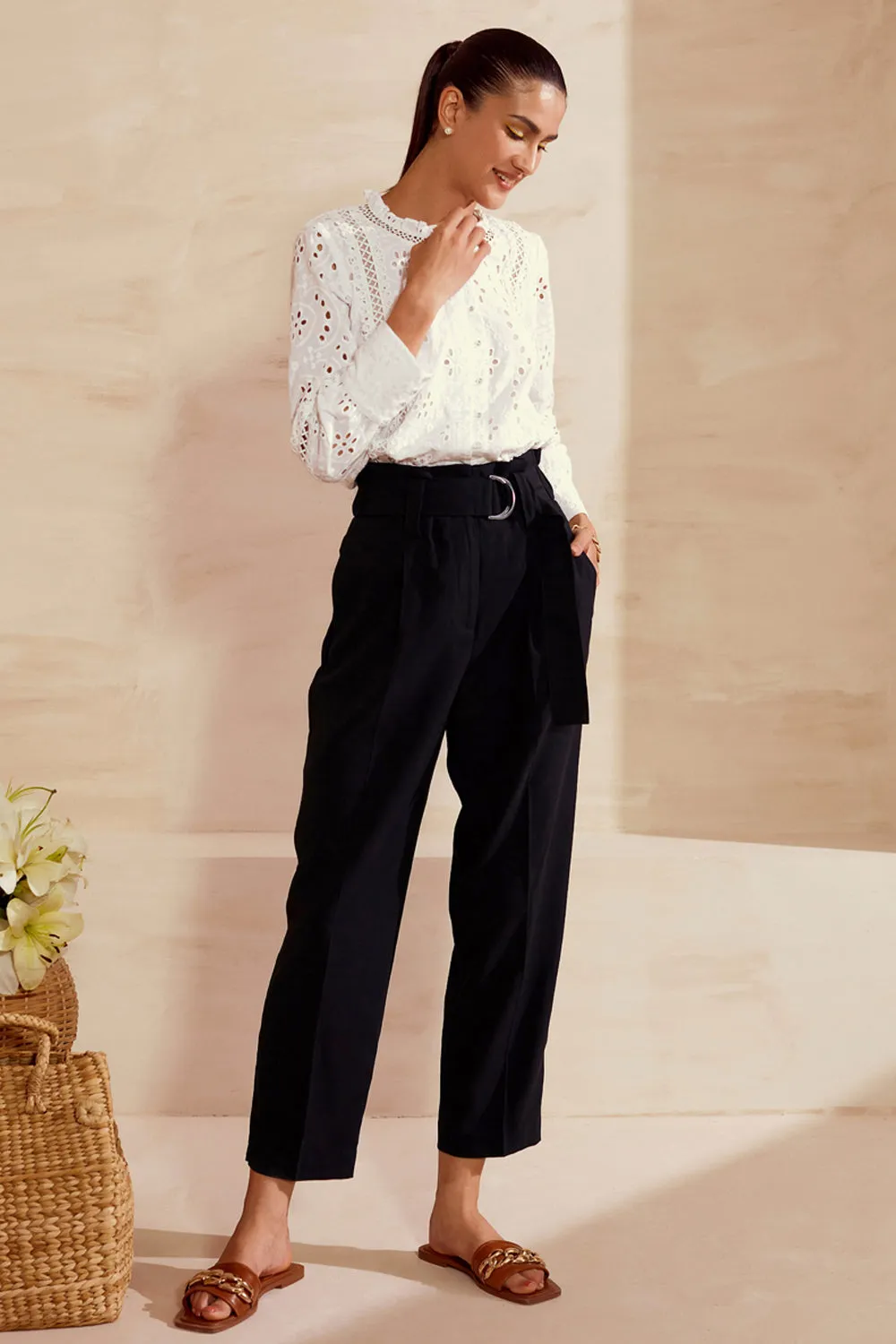 Lace Trimmed Broderie Blouse