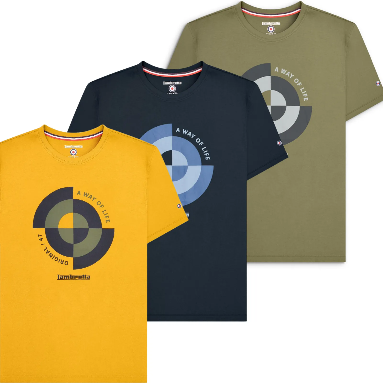 Lambretta Mens Target Quadrant Short Sleeve Cotton T-Shirt