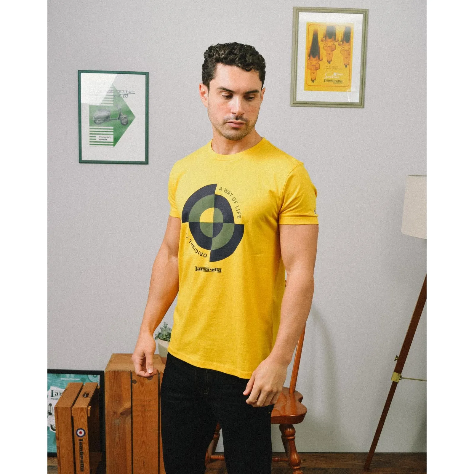 Lambretta Mens Target Quadrant Short Sleeve Cotton T-Shirt