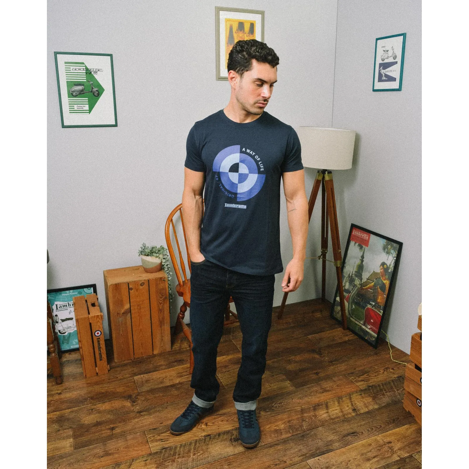 Lambretta Mens Target Quadrant Short Sleeve Cotton T-Shirt