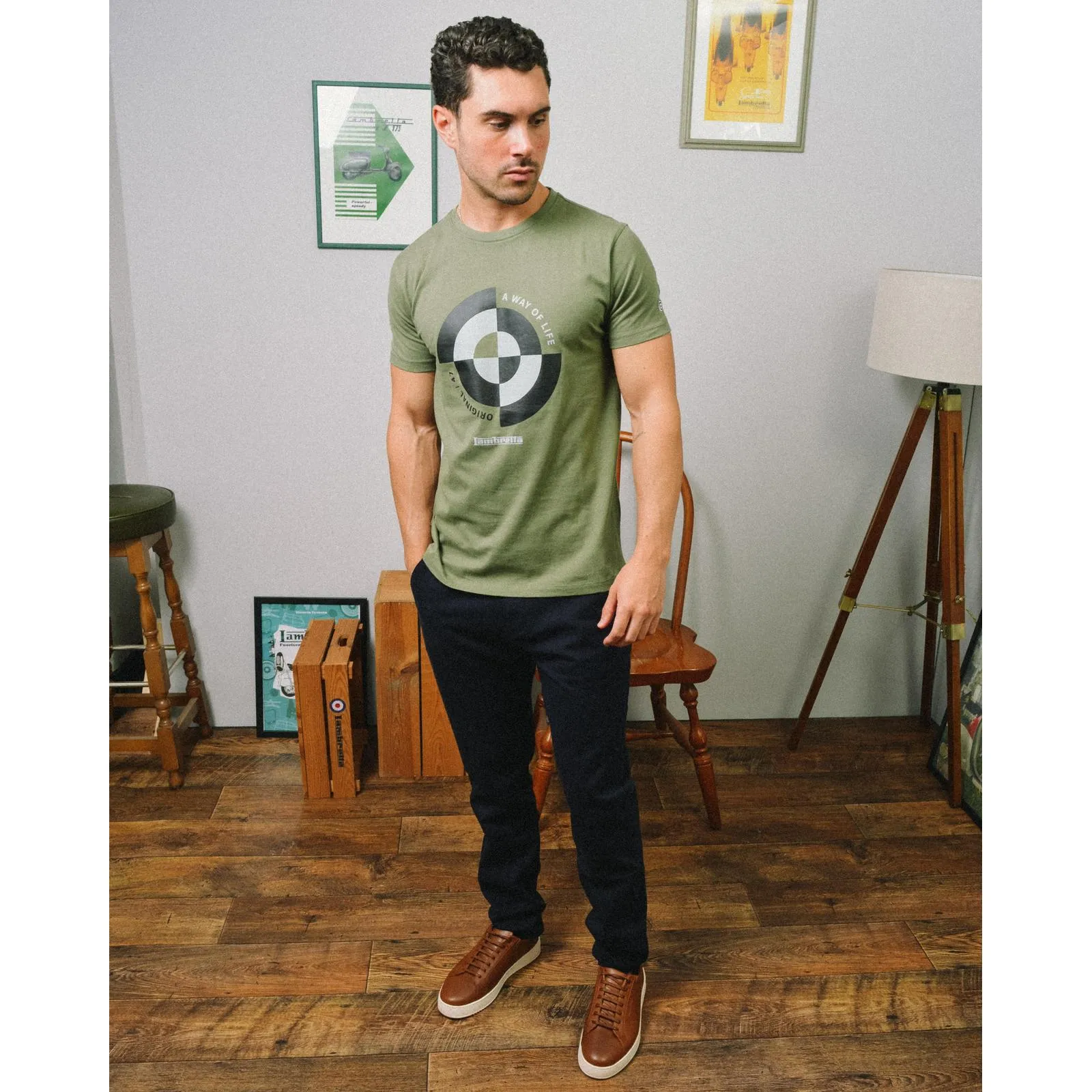 Lambretta Mens Target Quadrant Short Sleeve Cotton T-Shirt