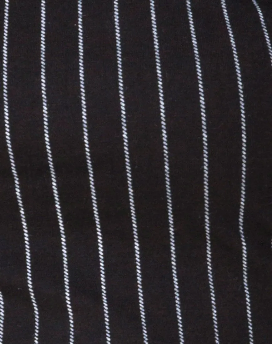 Lara Top in Pinstripe Black