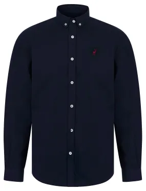 Leyburn Cotton Twill Long Sleeve Shirt in Sky Captain Navy - Kensington Eastside
