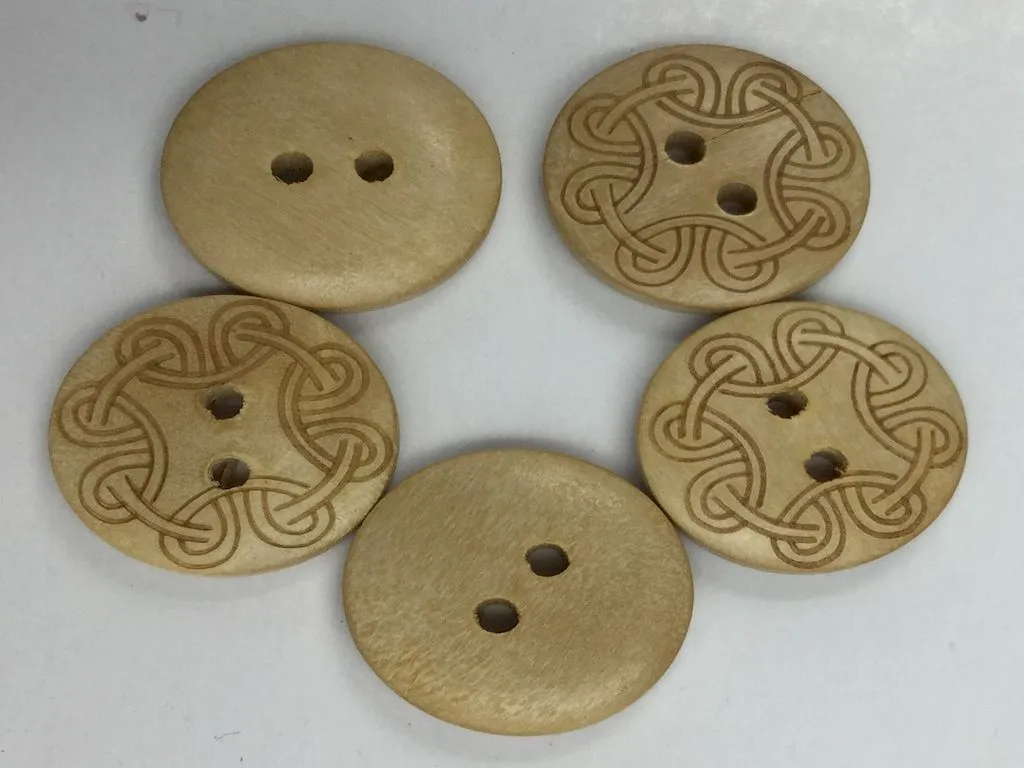 Light Brown Fancy 2 Hole Wooden Buttons