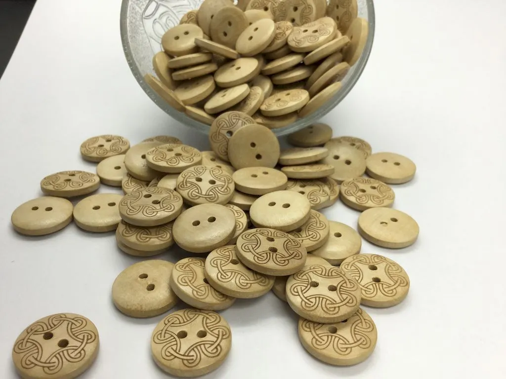 Light Brown Fancy 2 Hole Wooden Buttons