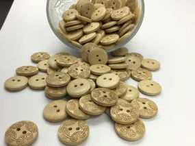 Light Brown Fancy 2 Hole Wooden Buttons