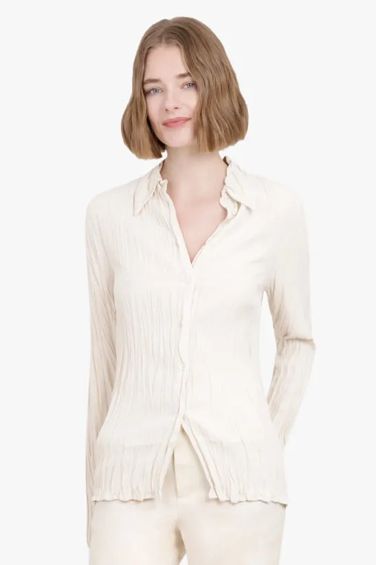 MAISIE PLISSE SHIRT | CREAM