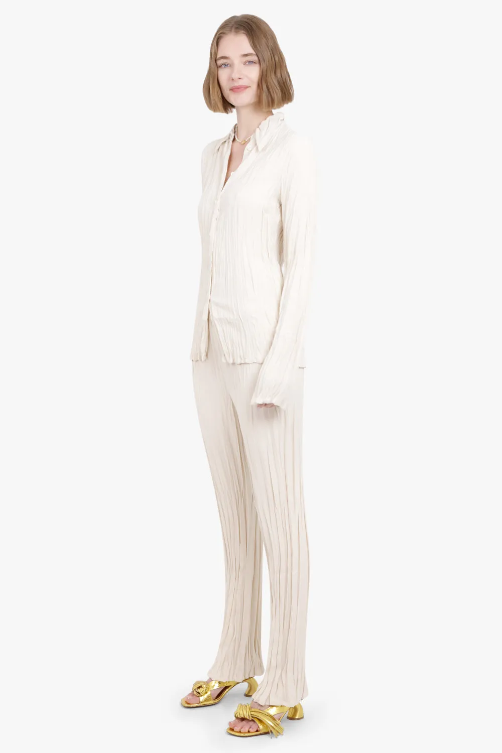MAISIE PLISSE SHIRT | CREAM
