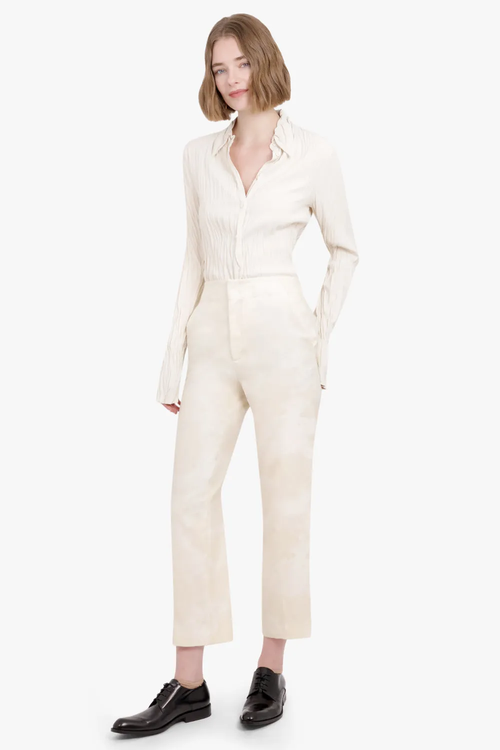 MAISIE PLISSE SHIRT | CREAM