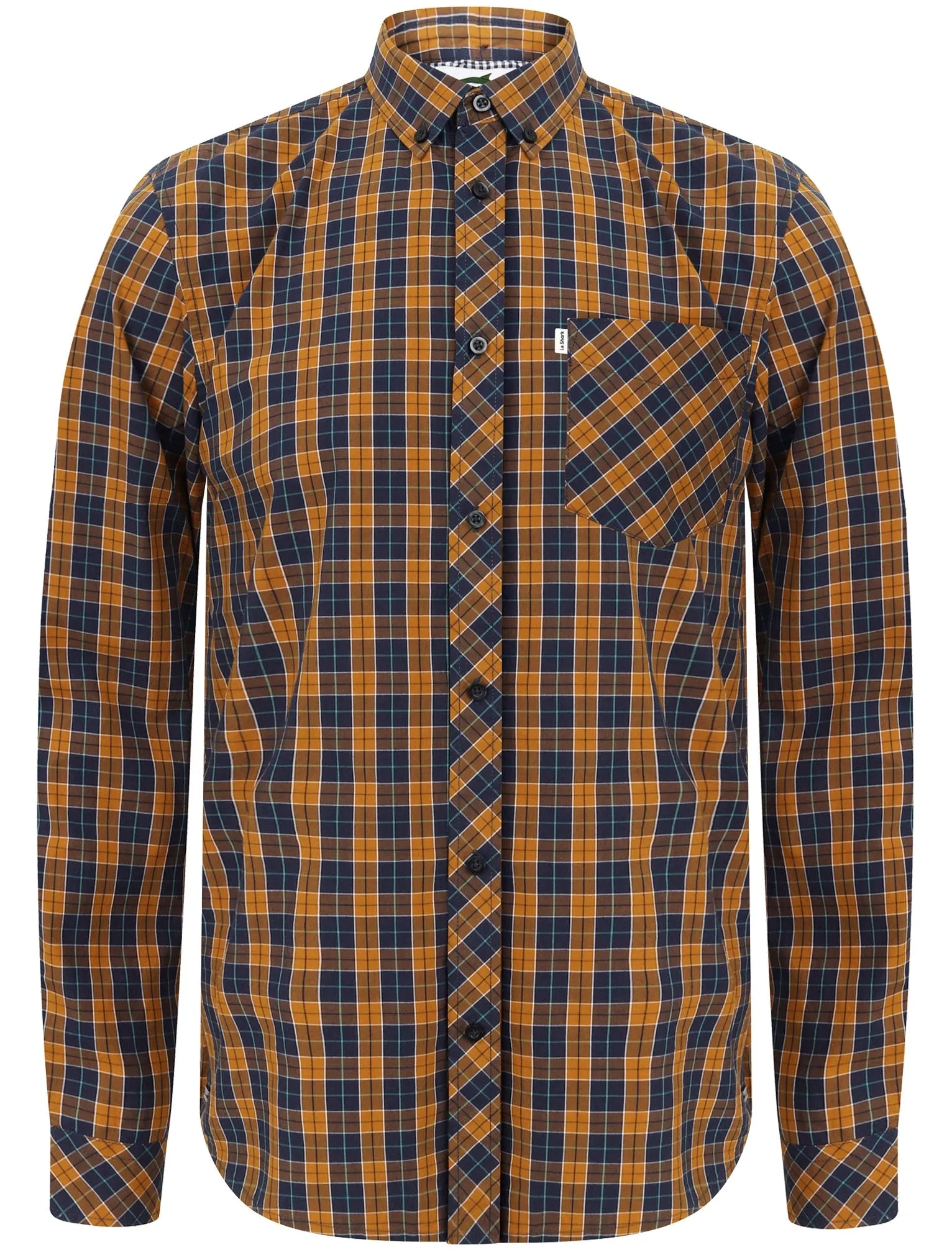 Mellor Checked Cotton Shirt with Chest Pocket In Cathay Spice Brown - Le Shark