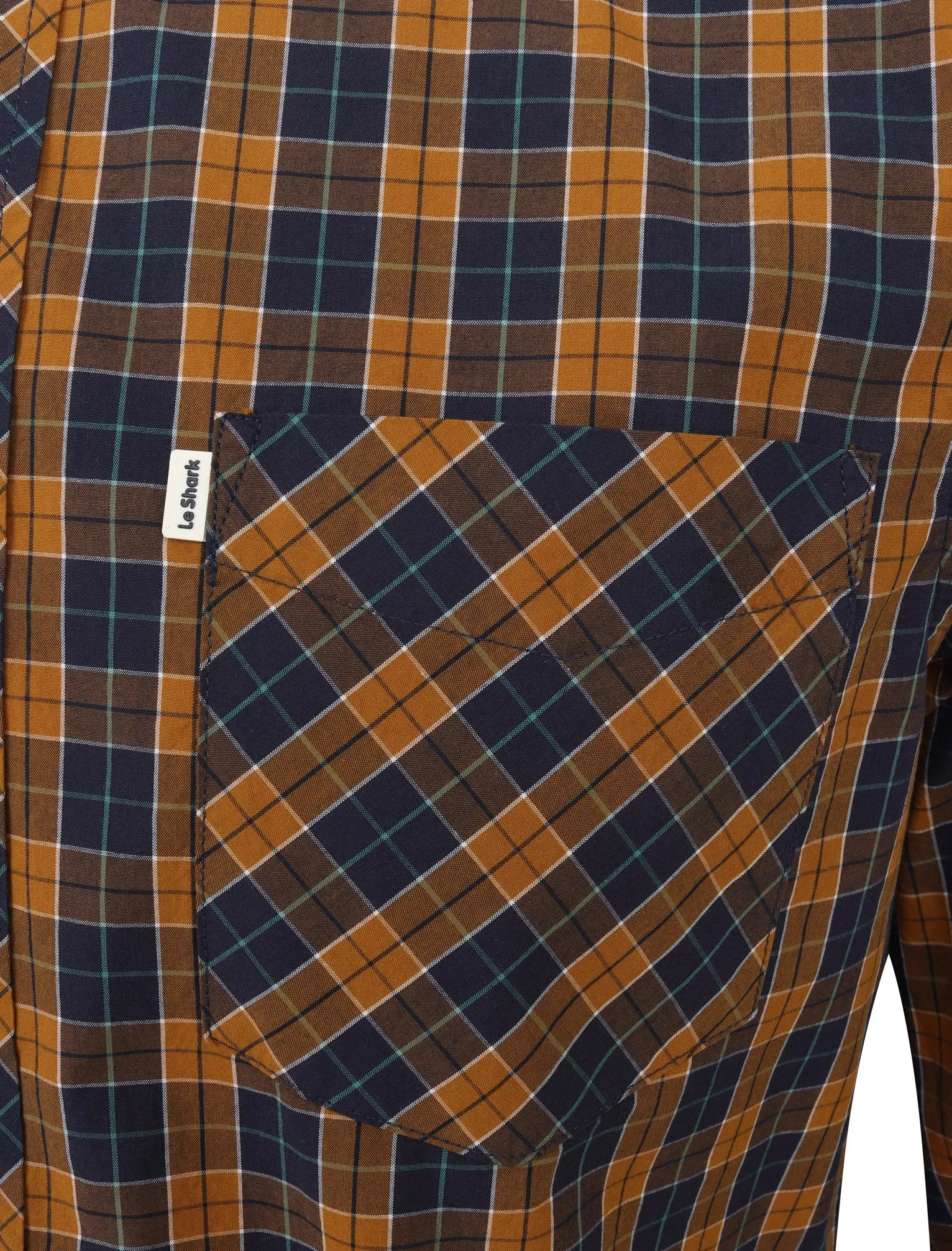 Mellor Checked Cotton Shirt with Chest Pocket In Cathay Spice Brown - Le Shark
