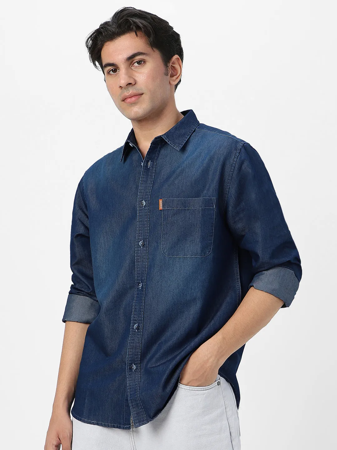 Men's Blue Full Sleeve Regular Fit Casual Denim Shirt
