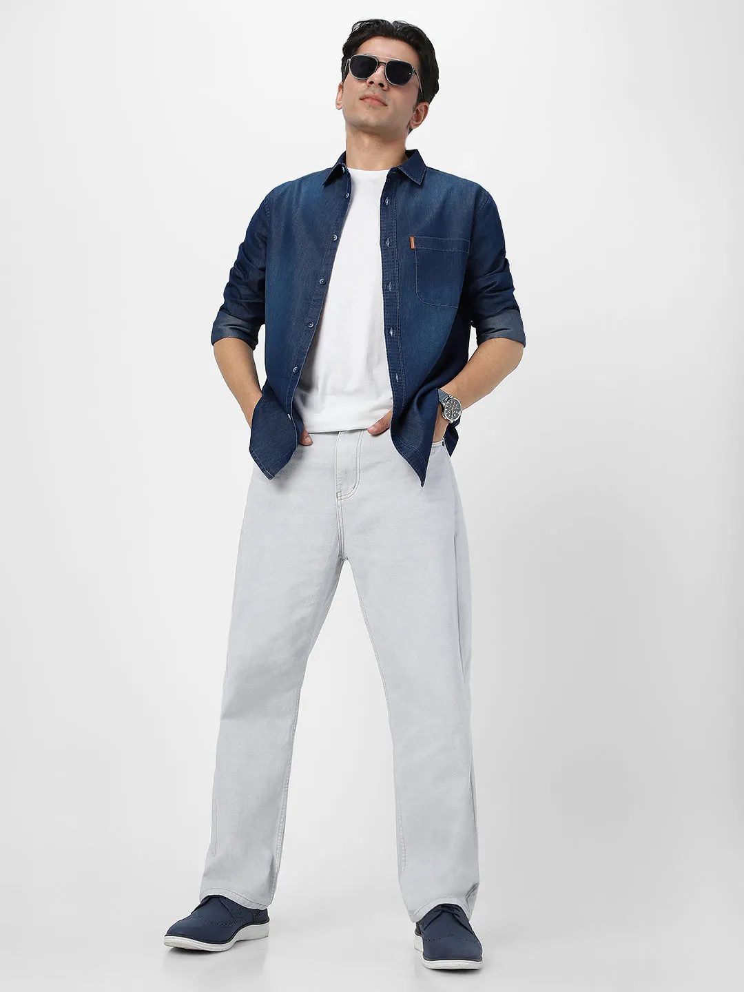 Men's Blue Full Sleeve Regular Fit Casual Denim Shirt